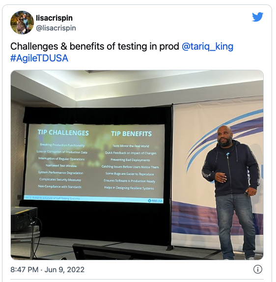 Tariq King session at AgileTDUSA