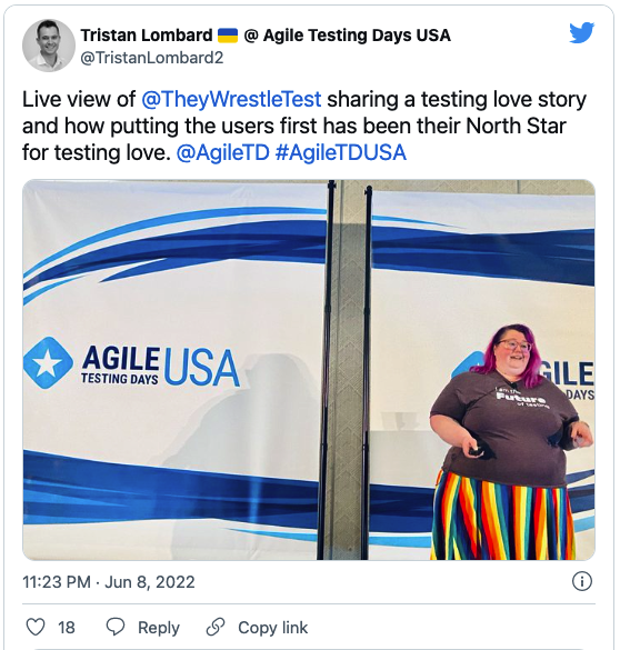 Speaker Jenna Charlton talking at AgileTDUSA